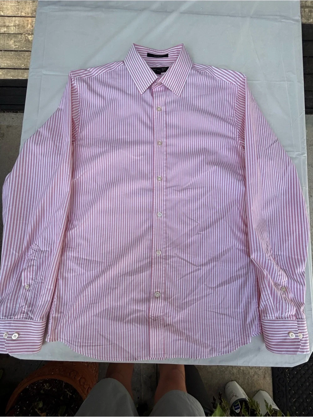 Banana Republic Pink & White Fine-Striped Dress Shirt